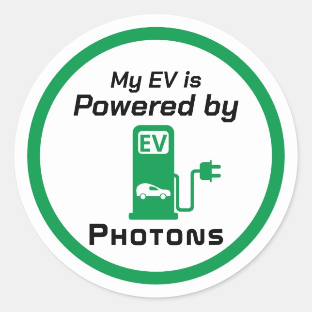 Sticker Rond Mon EV est alimenté par des photons (Devant)