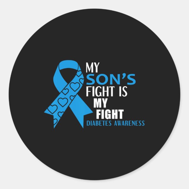 Sticker Rond Mon Fils Combattre Est Mon Combattre Le Diabète Ty (Devant)