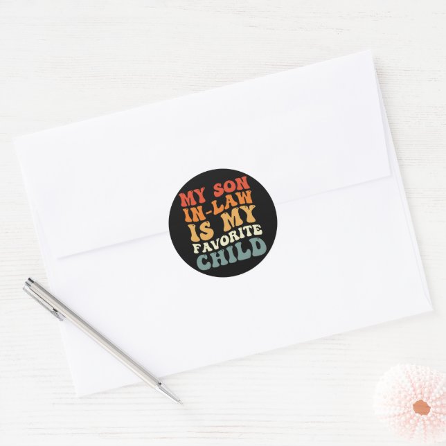 Sticker Rond Mon Fils En Droit Est Ma Famille D'Enfants Préféré (Enveloppe)
