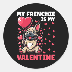 Sticker Rond Mon Français Est Mon Valentin Français Bulldog Val