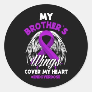 Sticker Rond Mon frère's Wings Cover My Heart End Overdose 1