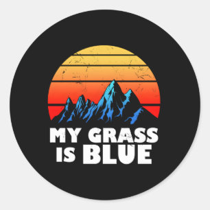 Sticker Rond Mon Gris Est Bleu Bluegrass Musique