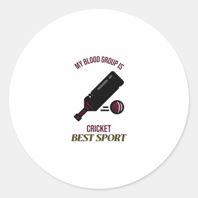 Sticker Rond mon groupe de sang est le cricket, le meilleur spo (Devant)