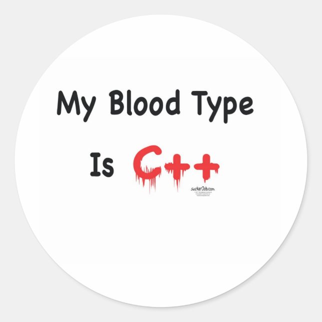 Sticker Rond Mon groupe sanguin est c++ (Devant)