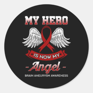 Sticker Rond Mon héros est maintenant mon ange de sensibilisati