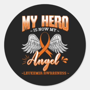 Sticker Rond Mon Héros Est Maintenant Mon Ange Leucémie Os Marr