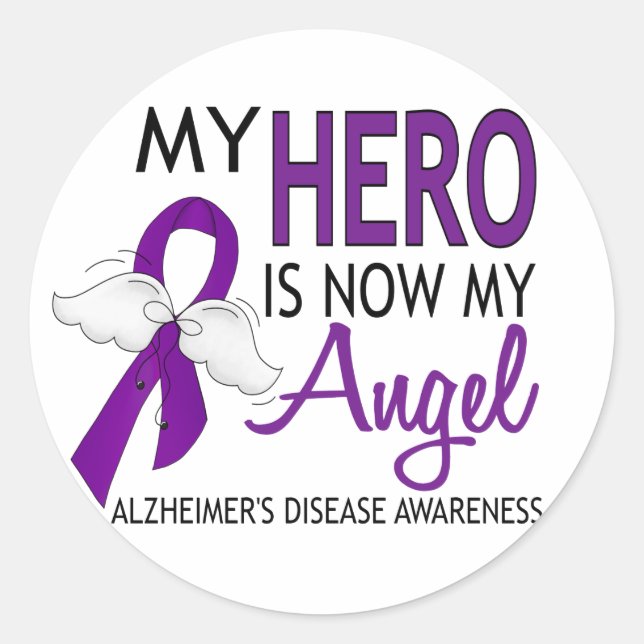 Sticker Rond Mon héros est mon ange la maladie d'Alzheimer (Devant)