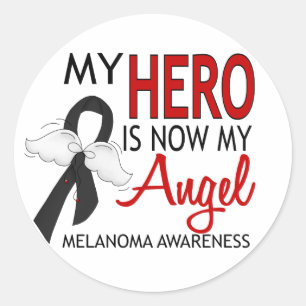 Sticker Rond Mon Héros Est Mon Ange Melanoma