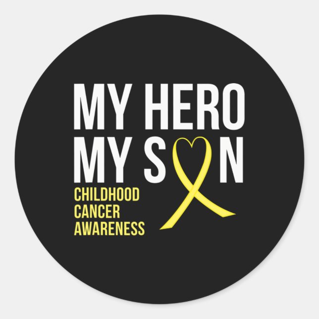 Sticker Rond Mon héros Mon fils Sensibilisation au cancer de l' (Devant)