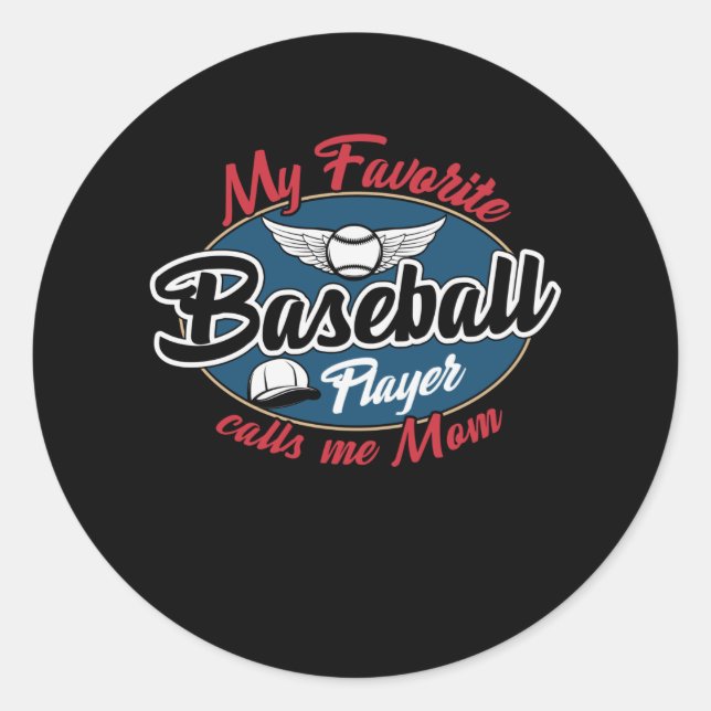 Sticker Rond Mon Joueur De Baseball Préféré M'Appelle Maman (Devant)