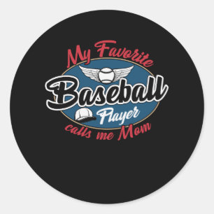 Sticker Rond Mon Joueur De Baseball Préféré M'Appelle Maman