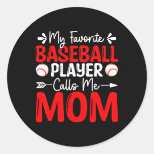 Sticker Rond Mon Joueur De Baseball Préféré M'Appelle Maman Mèr