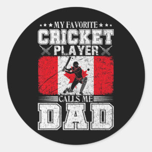 Sticker Rond Mon joueur de cricket préféré m'appelle papa Canad