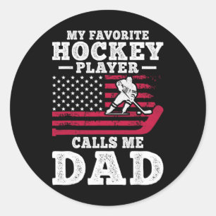 Sticker Rond Mon Joueur De Hockey Préféré M'appelle Papa Drapea