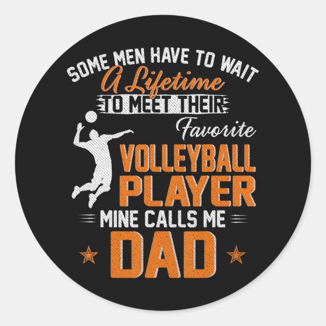 Sticker Rond Mon Joueur De Volley-Ball Favori M'Appelle Papa Po (Devant)