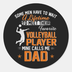 Sticker Rond Mon Joueur De Volley-Ball Favori M'Appelle Papa Po