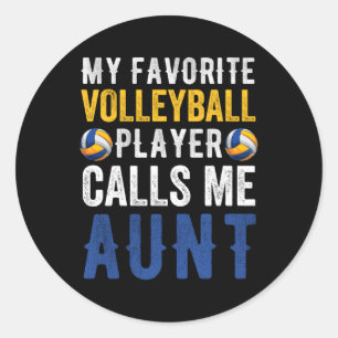 Sticker Rond Mon Joueur De Volley-ball Préféré M'Appelle Tante