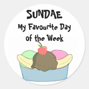 Sticker Rond Mon jour préféré est un sundae..