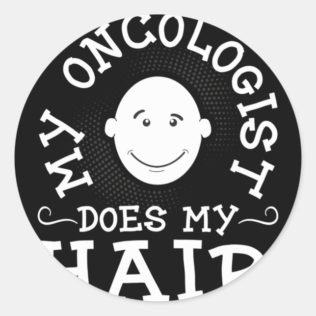 Sticker Rond Mon Oncologue fait mon cancer des cheveux Survivor (Devant)