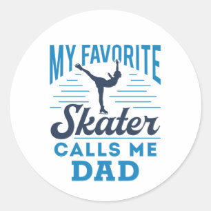 Sticker Rond Mon Patinage favori M'Appelle Papa Patinage artist