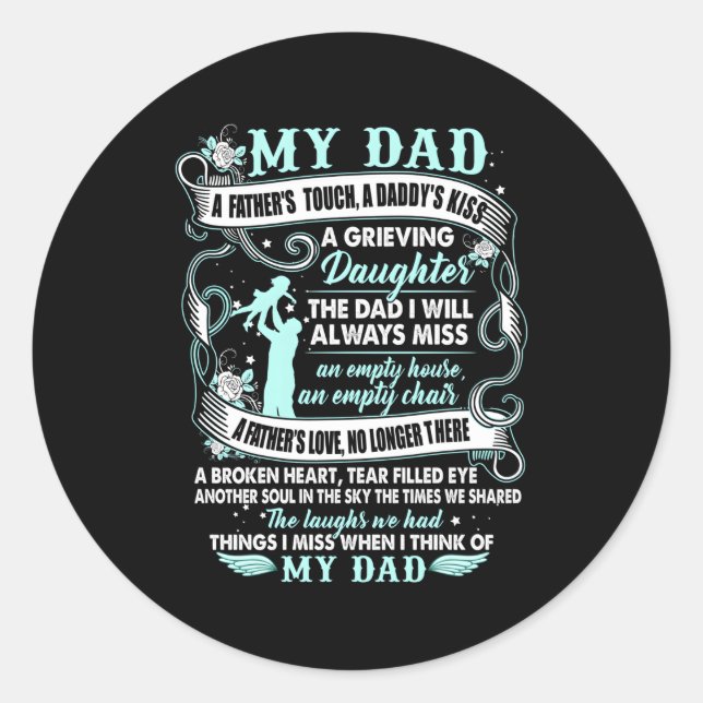 Sticker Rond Mon Père En Souvenirs Poème Fille Fils Perdre Papa (Devant)