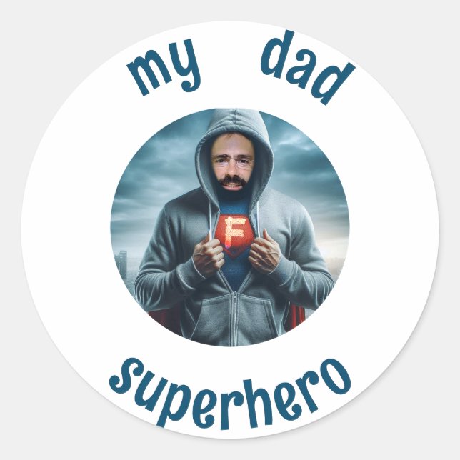 Sticker Rond Mon père est super-héros (Devant)