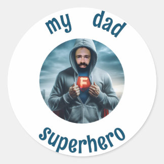 Sticker Rond Mon père est super-héros