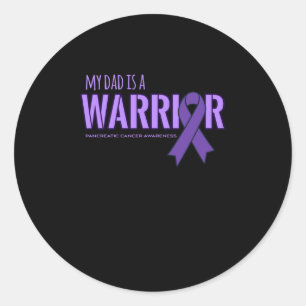 Sticker Rond Mon père est un guerrier Pancréatique Cancer Sensi