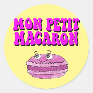 Sticker Rond Mon Petit Macaron Texte Super rétro