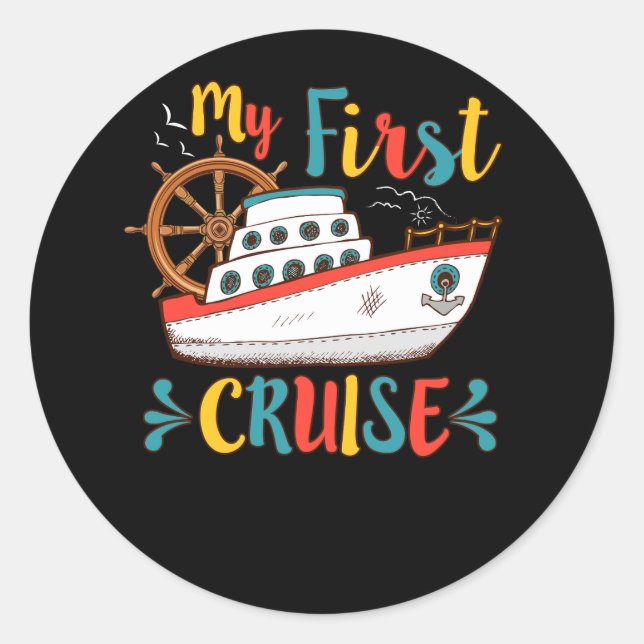 Sticker Rond Mon premier bateau de croisière Ancre Voyage de va (Devant)