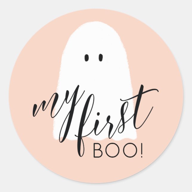 Sticker Rond Mon premier Botte mignonne Halloween Ghost Peach (Devant)
