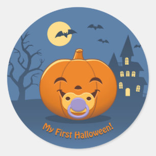 Sticker Rond Mon premier Citrouille de pacificateur Halloween