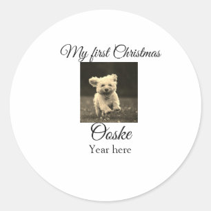 Sticker Rond Mon premier Noël ajouter le nom de l'animal date a