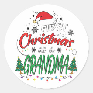 Sticker Rond Mon Premier Noël Comme Grand-Mère Drôle Nouveau Gr