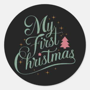 Sticker Rond Mon premier Noël de famille jumeler Noël Noël Nouv