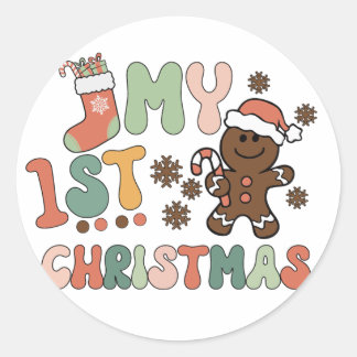 Sticker Rond Mon premier Noël Joyeux Noël