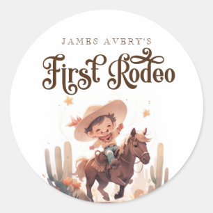 Sticker Rond Mon premier Rodeo Wild West Cowboy Anniversaire