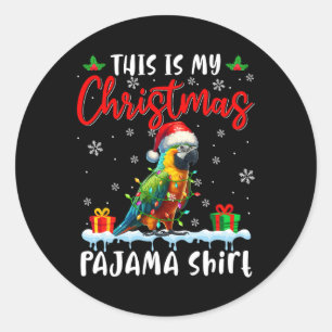Sticker Rond Mon Pyjama de Noël Père Noël Animaux de perroquets
