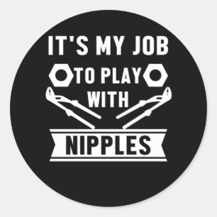 Sticker Rond Mon Travail Jouer Avec Les Pommes De Pomme Plumber