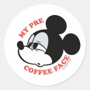 Sticker Rond Mon visage de Mickey Mouse avant café