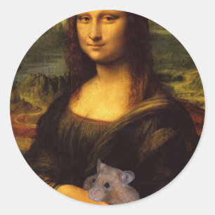 Sticker Rond Mona Lisa Avec Hamster