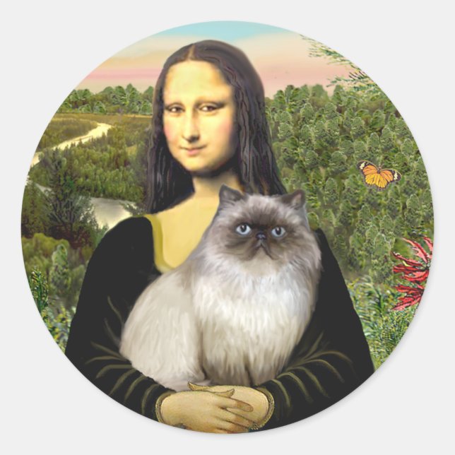 Sticker Rond Mona Lisa - Chat himalayen 7 (Devant)
