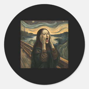 Sticker Rond Mona Lisa Le cri Halloween Costume Party Art