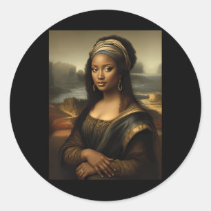Sticker Rond Mona Lisa noire Histoire des Noirs américains Mon