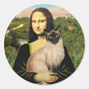 Sticker Rond Mona Lisa - Seal Point Chat siamois