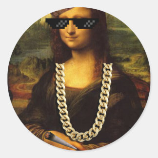 Sticker Rond Mona Lisa Thug Life Art Life