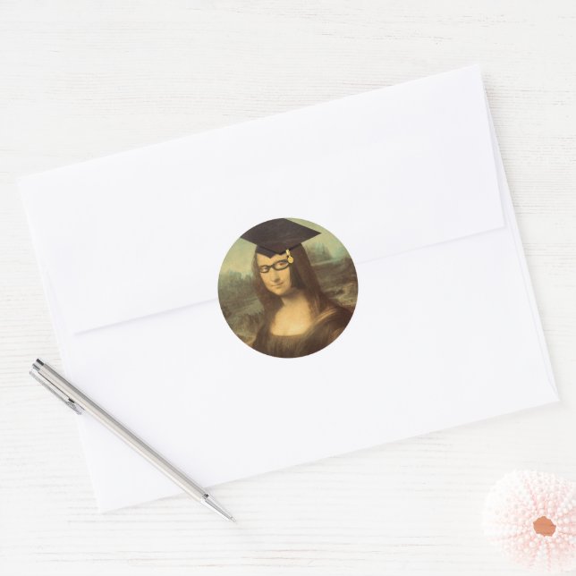 Sticker Rond Mona Lisa w Lunettes Graduation (Enveloppe)