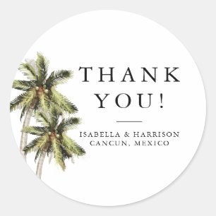 Sticker Rond MONA Plage minimaliste Palm Tree Océan