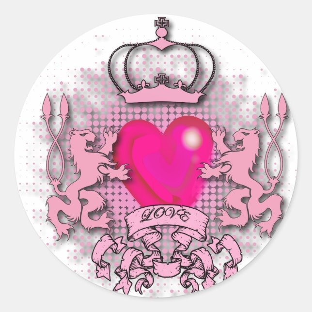 Sticker Rond monarchie de jubilé rose chaud (Devant)