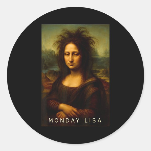 Sticker Rond Monday Lisa Disheveled Clic Art Parody Week Start  (Devant)